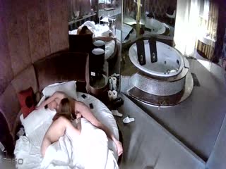 Hotel candid series - candid photos of a vain tattooed man with a facial mask and a model-like beauty having sex twice in a jacuzzi room