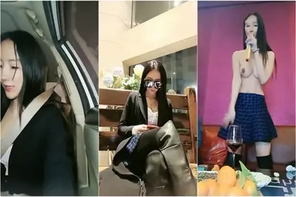The most charming young woman went to a KTV for an appointment. She drank a table of beer and got high. She took off her clothes and danced in the private room. She used a beer bottle to pierce her vagina.