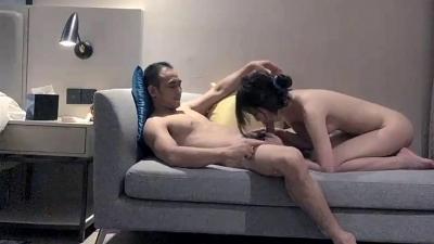 Middle-aged uncle about to young skin white tender sister, gentle cooperation.