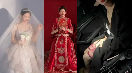 The newlyweds play with real flowers, and the wife satisfies her husband's green hat addiction and agrees to play with three people together, which is a novel way to stimulate and attract attention.